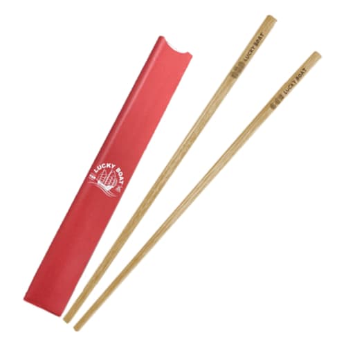 Laser engraved and full colour printed Bamboo Chopsticks in Printed Sleeve by Total Merchandise