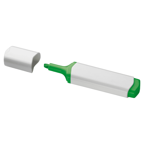 Custom Printed Plastic Highlighter in White/Green printed with your logo from Total Merchandise