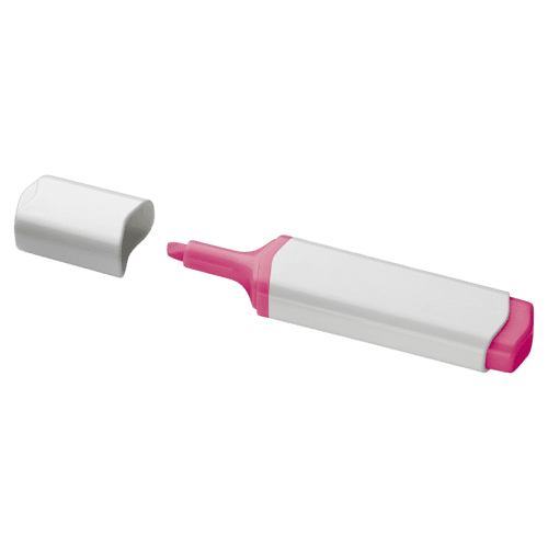 Customised Plastic Highlighter in White/Pink printed with your logo from Total Merchandise