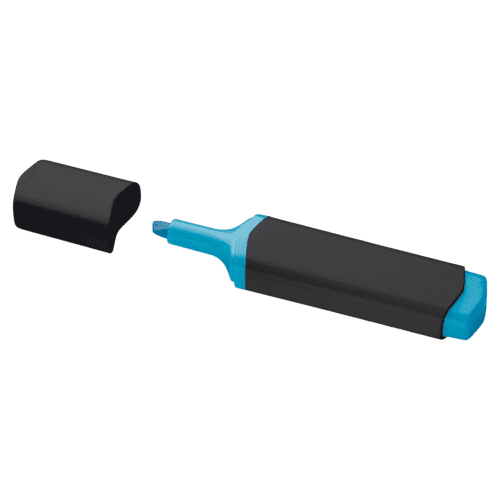 Personalised Plastic Highlighter in Black/Blue printed with your logo from Total Merchandise