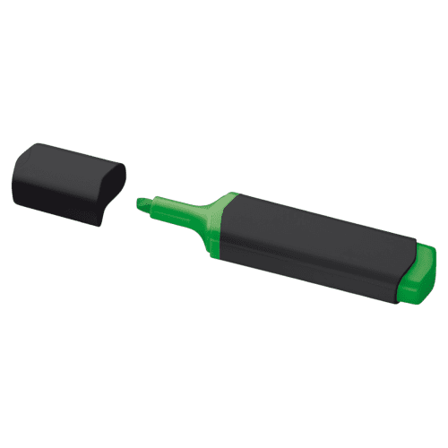Logo Branded Plastic Highlighter in Black/Green printed with your logo from Total Merchandise