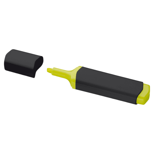 Logo Printed Plastic Highlighter in Black/Yellow printed with your logo from Total Merchandise