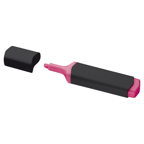 Promotional Plastic Highlighter in Black/Pink printed with your logo from Total Merchandise