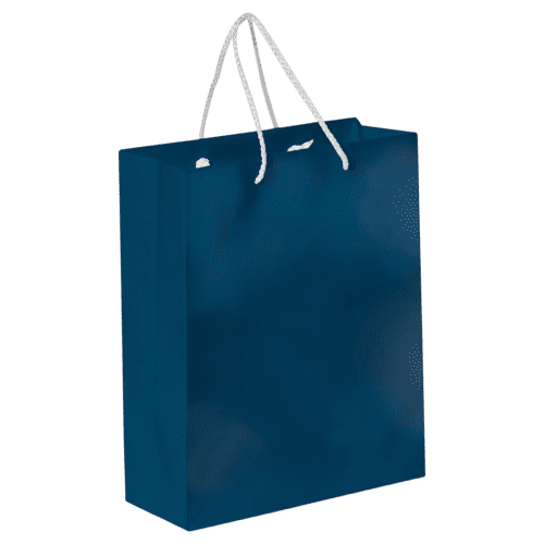 Custom Printed Medium Paper Bags in Dark Blue branded with your company logo from Total Merchandise