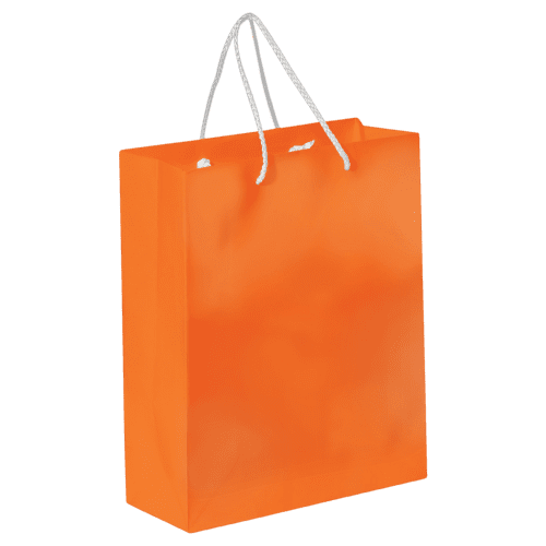 Logo Branded Medium Paper Bags in Orange branded with your company logo from Total Merchandise