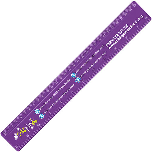 Purple promotional rulers printed with your artwork in full colour from Total Merchandise