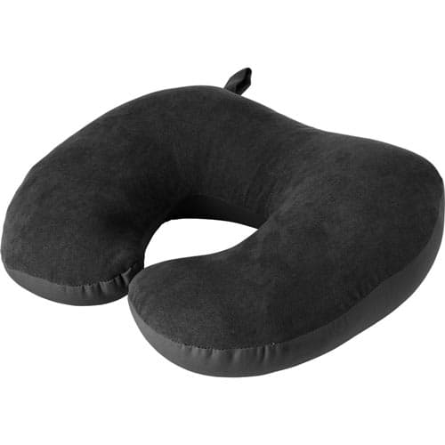 Promotional 2 in 1 Travel Pillows in black available from Total Merchandise