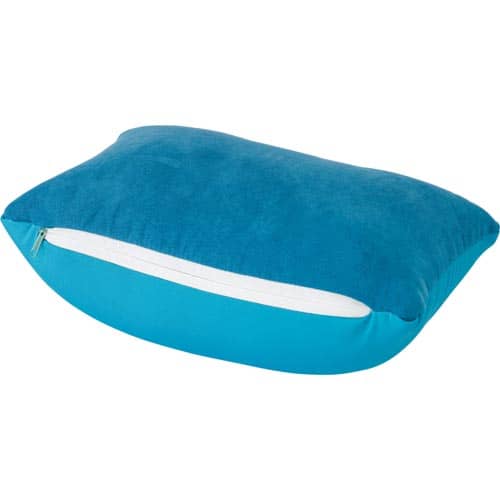 Company branded 2 in 1 Travel Pillows in light blue available from Total Merchandise