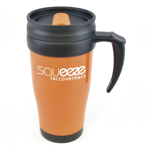 Promotional Insulated Travel Mug in Solid Amber from Total Merchandise