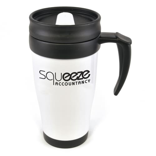 Promotional Insulated Travel Mug in Solid White from Total Merchandise