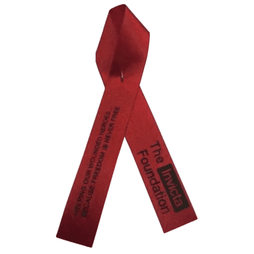 Promotional Campaign Ribbons in red with printed design from Total Merchandise