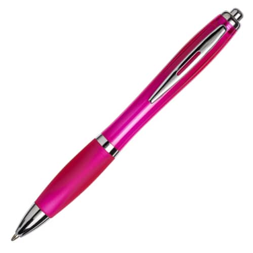 Promotional Curvy Ballpens in Magenta Branded by Total Merchandise