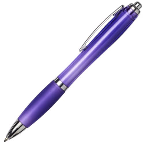 Promotional Curvy Ballpens in Purple Branded by Total Merchandise