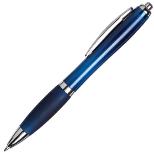 Promotional Curvy Pens in Indigo Blue Branded by Total Merchandise