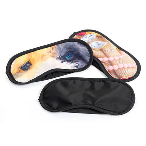 Branded Eye Masks in black with full colour printed designs by Total Merchandise