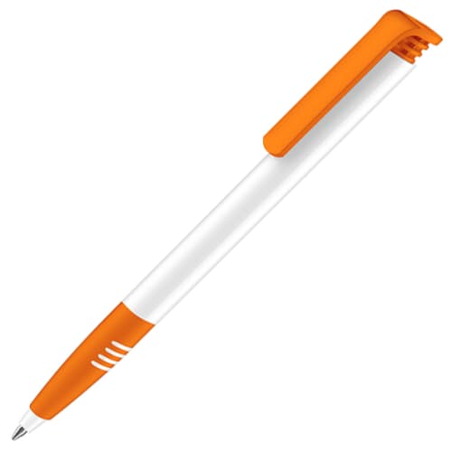 Personalised Super Hit Soft Grip Ballpens with Orange Grip and Clip from Total Merchandise