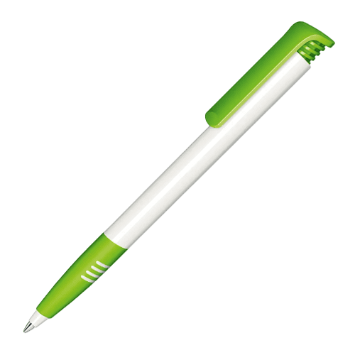 Customised Super Hit Soft Grip Ballpens with Light Green Grip and Clip from Total Merchandise