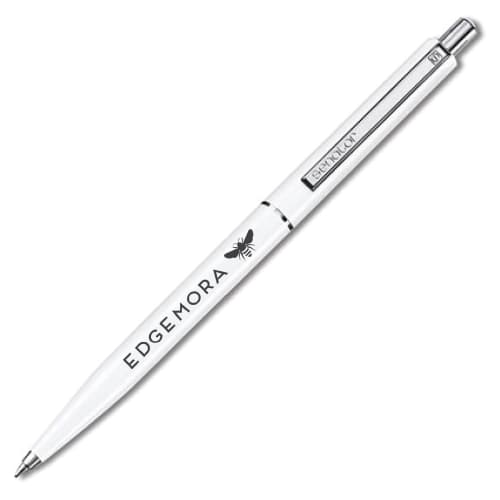 Promotional Senator Point Ballpen in White Printed with a Logo by Total Merchandise