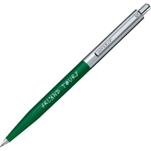 Branded Senator Point Metal Ballpens in Green with Engraved Logo by Total Merchandise