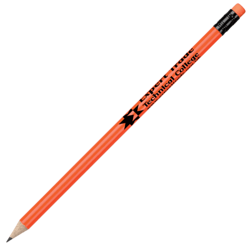 Promotional Fluorescent Pencils in Orange Printed with a Logo by Total Merchandise