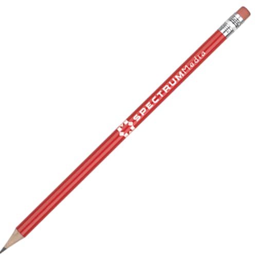 Custom Branded Standard Pencil in Red with Eraser from Total Merchandise