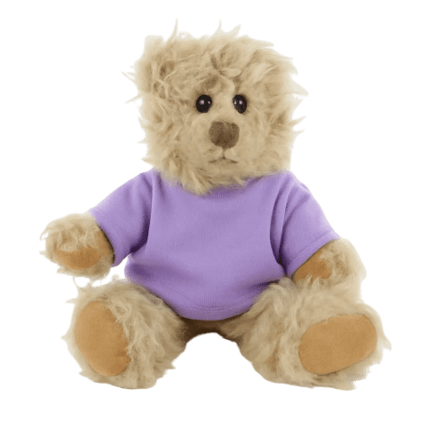 20cm Windsor Teddy Bear with T-Shirt in Brown/Lilac