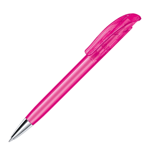 Logo Printed Senator Challenger XL Clear Pens in Pink Rhodamine Red by Total Merchandise