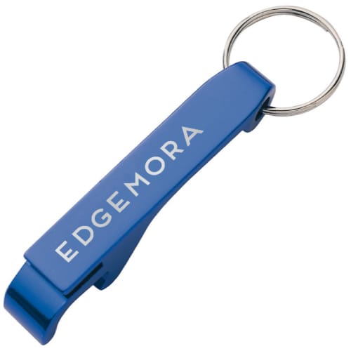 Promotional Talon Bottle Opener Keyring in Blue with Engraved Logo by Total Merchandise