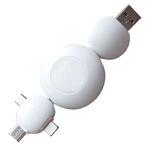 3 in 1 Bean Charger Leads in White