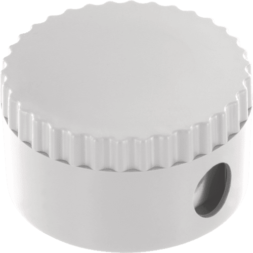 Promotional Round Pencil Sharpeners in White from Total Merchandise