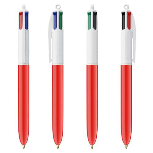 Branded BiC 4 Colours Ballpen in White/Red with your Logo from Total Merchandise