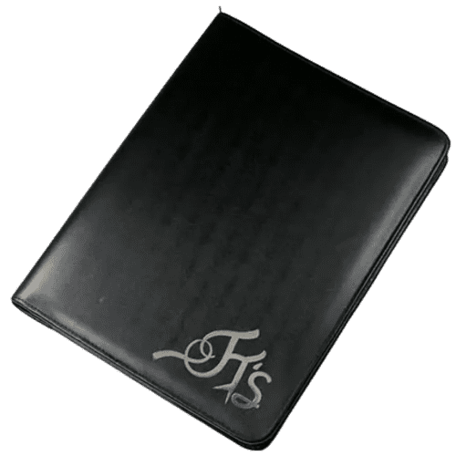 Malvern A4 Leather Zipped Conference Folders in Black