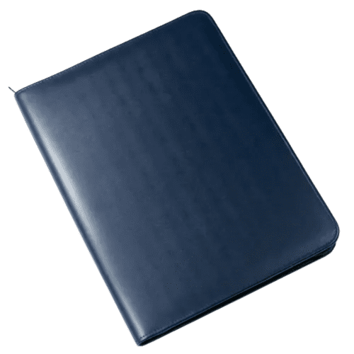 Malvern A4 Leather Zipped Conference Folders in Navy