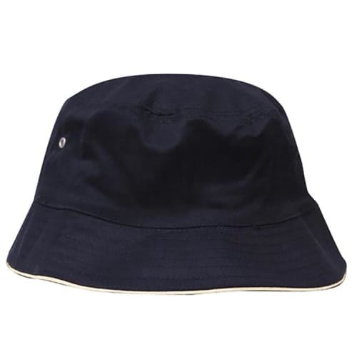 Twill Bucket Hat in Navy/White