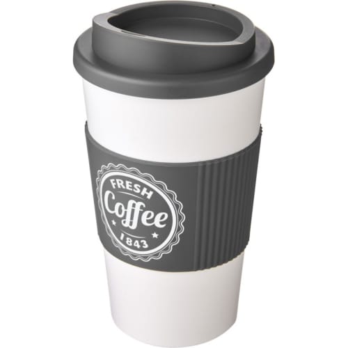 Americano Mugs with Grip in White/Grey