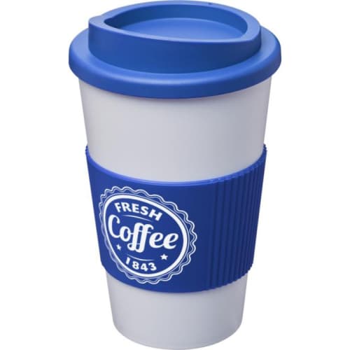 Americano Mugs with Grip in White/Mid Blue