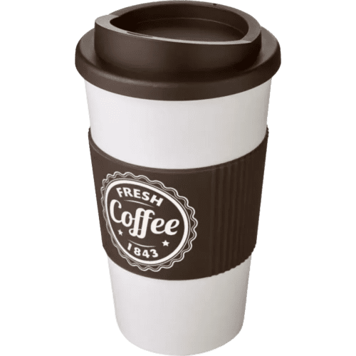 Americano Mugs with Grip in White/Brown