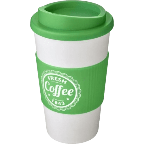 Americano Mugs with Grip in White/Green