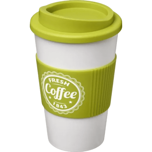 Americano Mugs with Grip in White/Lime