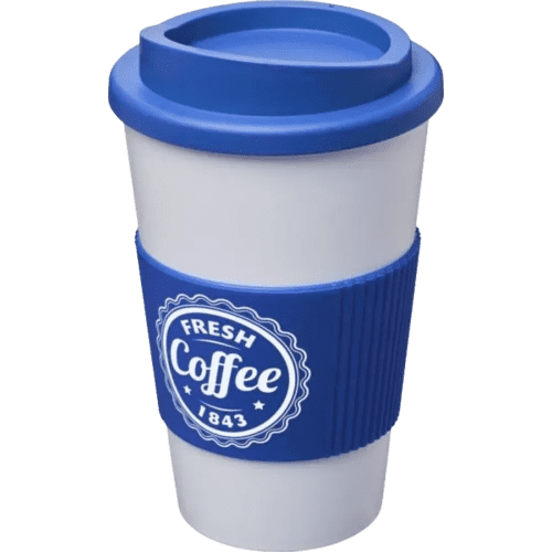 Americano Mugs with Grip in White/Mid Blue