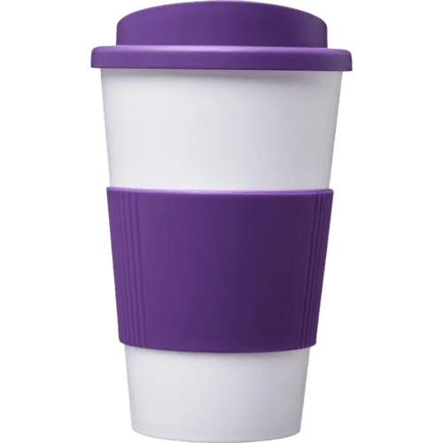 Custom Branded Americano Reusable Coffee Cup with Grip in Purple Printed by Total Merchandise