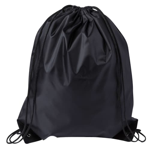 Branded Drawstring Rucksacks in Black from Total Merchandise