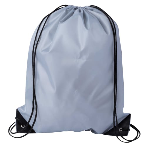 Custom Printed Budget Drawstring Bags in Grey from Total Merchandise