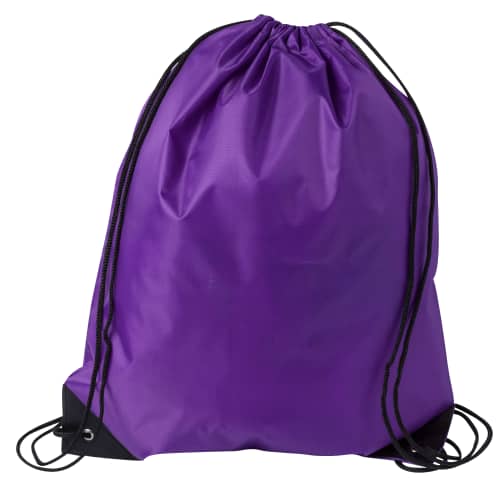 Logo Printed Budget Drawstring Bags in Deep Purple from Total Merchandise