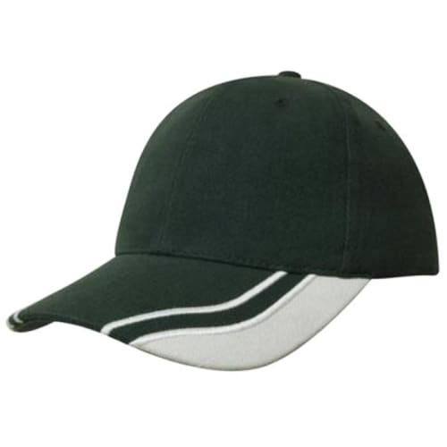 Curved Peak Heavy Cotton Cap in Bottle Green/White