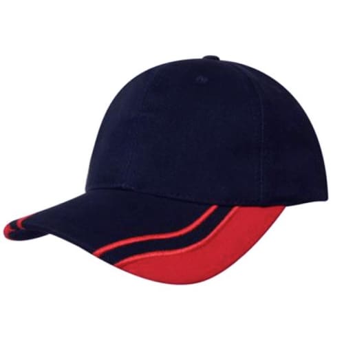 Curved Peak Heavy Cotton Cap in Navy/Red