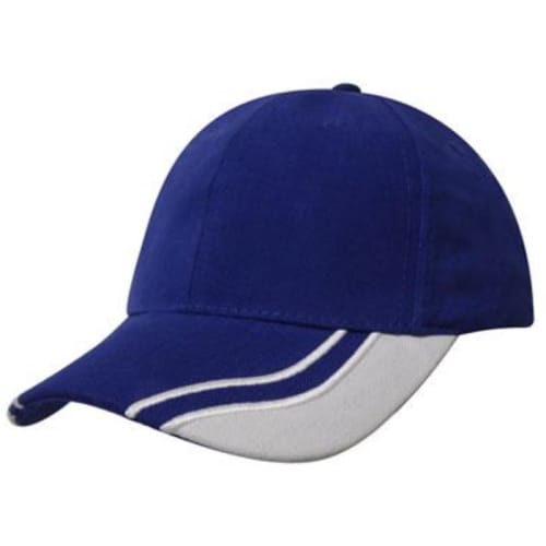 Curved Peak Heavy Cotton Cap in Royal Blue/White