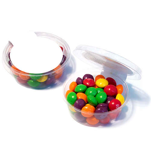 UK Branded Medium Sized Eco-friendly Pots of Skittles with Blank Label from Total Merchandise