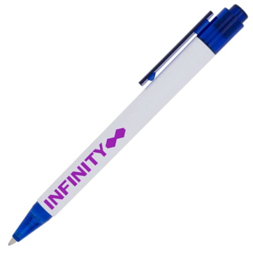 Calypso Ballpens in White/Transparent Blue