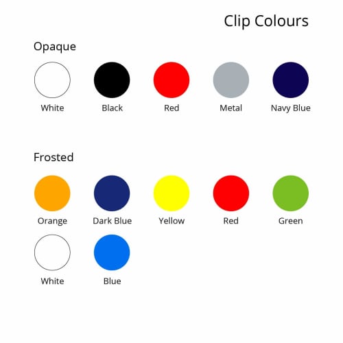 Swatches of the clip colours for the BiC Wide Body Ballpens.